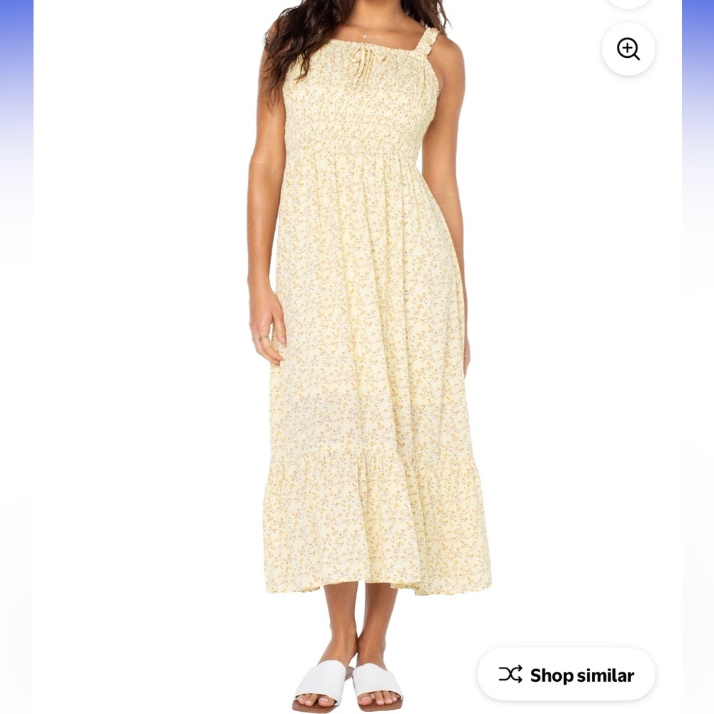 Yellow Floral Smocked ruffle Midi Dress Bridgerton style Size XL - Picture 4 of 15